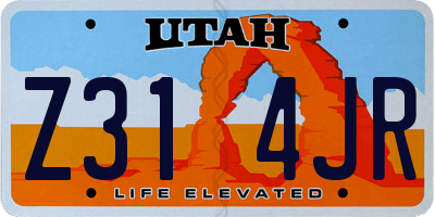 UT license plate Z314JR