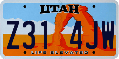 UT license plate Z314JW
