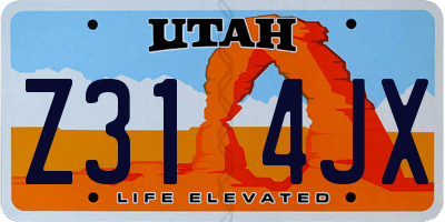 UT license plate Z314JX