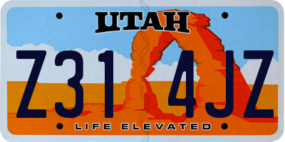 UT license plate Z314JZ