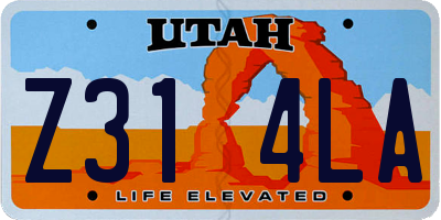 UT license plate Z314LA