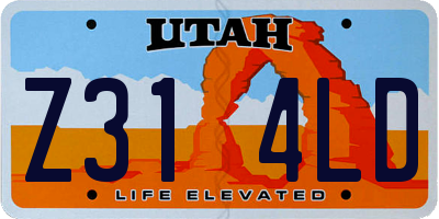 UT license plate Z314LD