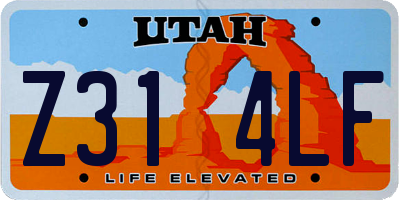 UT license plate Z314LF