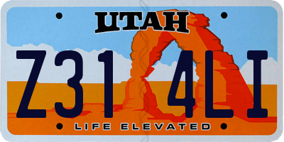 UT license plate Z314LI