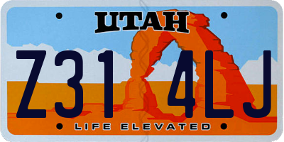UT license plate Z314LJ