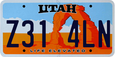 UT license plate Z314LN
