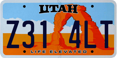 UT license plate Z314LT