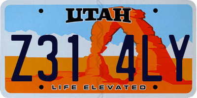 UT license plate Z314LY