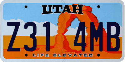 UT license plate Z314MB