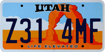 UT license plate Z314MF