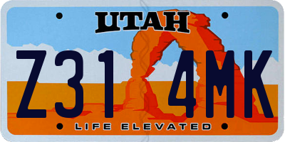 UT license plate Z314MK