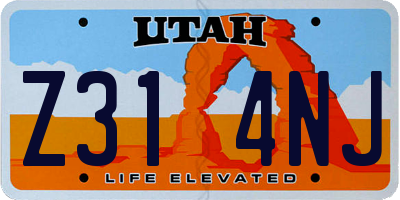 UT license plate Z314NJ