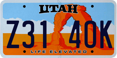 UT license plate Z314OK