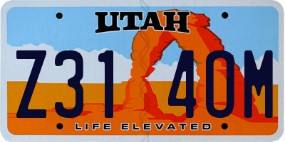 UT license plate Z314OM