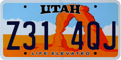 UT license plate Z314QJ