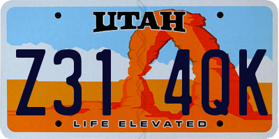 UT license plate Z314QK