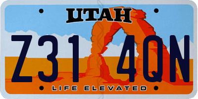 UT license plate Z314QN