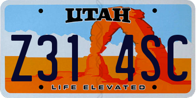 UT license plate Z314SC