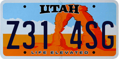 UT license plate Z314SG