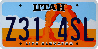 UT license plate Z314SL