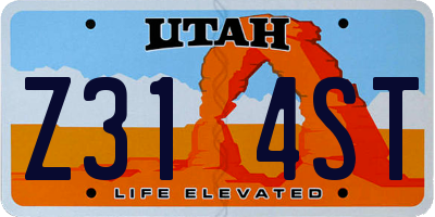 UT license plate Z314ST