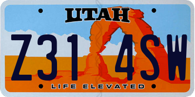 UT license plate Z314SW