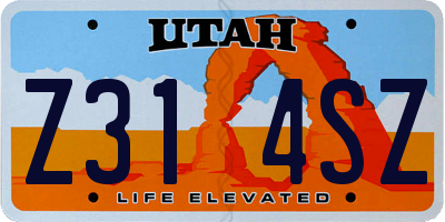 UT license plate Z314SZ