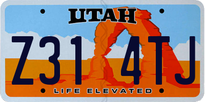 UT license plate Z314TJ