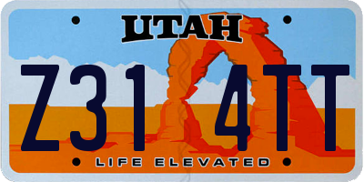 UT license plate Z314TT