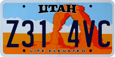 UT license plate Z314VC