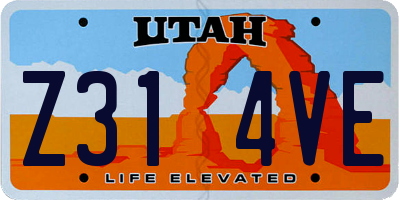 UT license plate Z314VE