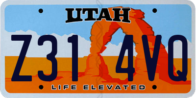 UT license plate Z314VQ