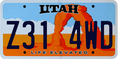 UT license plate Z314WD