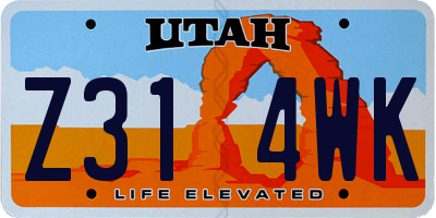 UT license plate Z314WK