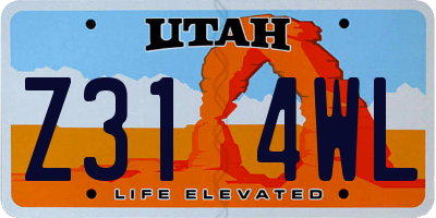 UT license plate Z314WL