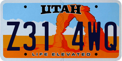 UT license plate Z314WQ