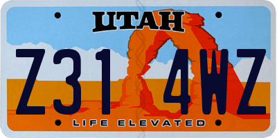 UT license plate Z314WZ