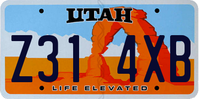 UT license plate Z314XB