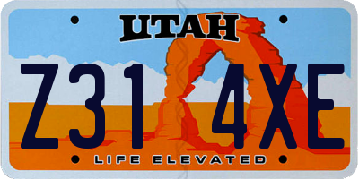UT license plate Z314XE