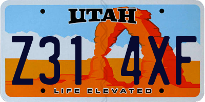 UT license plate Z314XF