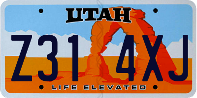 UT license plate Z314XJ