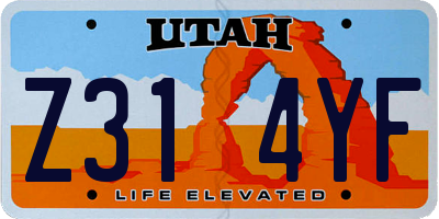 UT license plate Z314YF