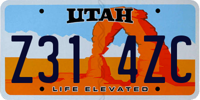 UT license plate Z314ZC