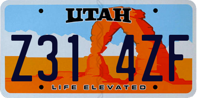 UT license plate Z314ZF