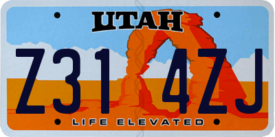 UT license plate Z314ZJ