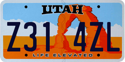 UT license plate Z314ZL