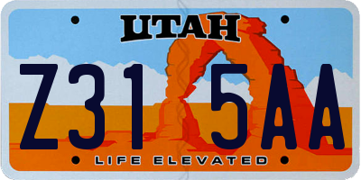 UT license plate Z315AA