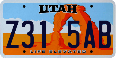 UT license plate Z315AB