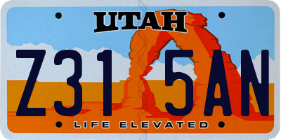 UT license plate Z315AN