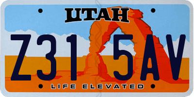 UT license plate Z315AV